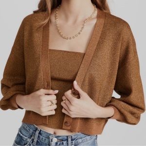 Alice and Olivia Metallic Gold Sweater and Cami